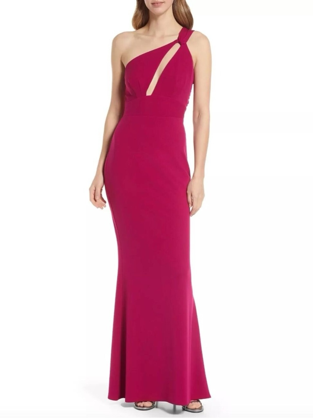 Katie May Edgy Pink Magenta Fuchsia One-Shoulder Maxi Dress NWT, L